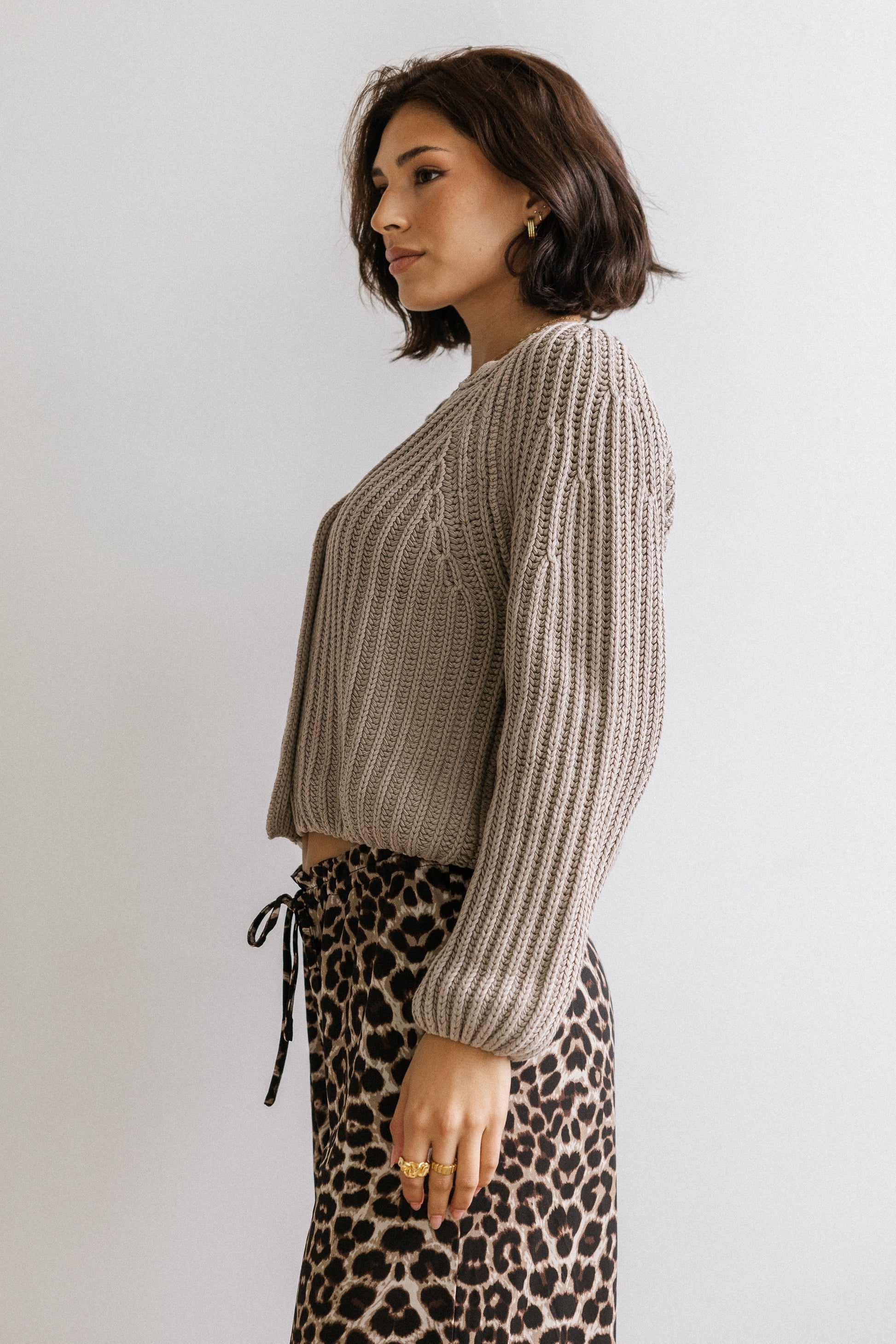 Katie Knit Cardigan in Tan