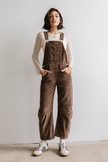 Tansy Corduroy Overalls in Brown - FINAL SALE