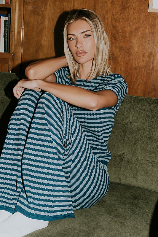 Ireland Striped Wide Leg Pants in Blue - FINAL SALE