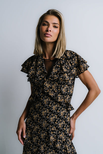 James Ruffle Maxi Dress in Black - FINAL SALE