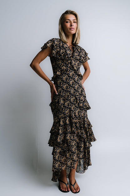 James Ruffle Maxi Dress in Black - FINAL SALE