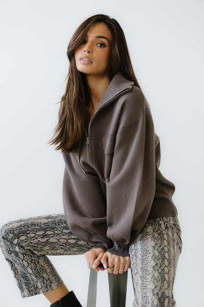 Markus Knit Bomber Jacket in Mocha - FINAL SALE
