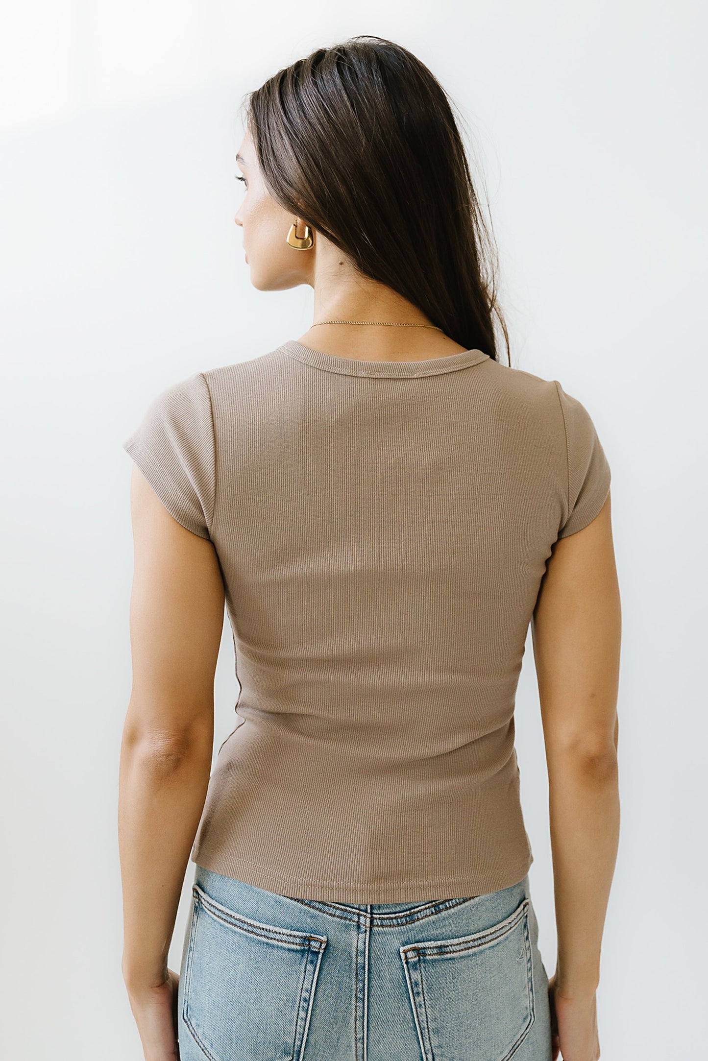 Vestia Button Up Tee in Taupe