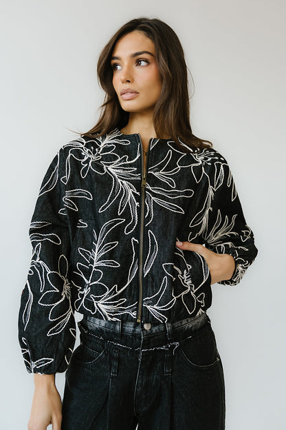 Sidney Embroidered Jacket in Faded Black