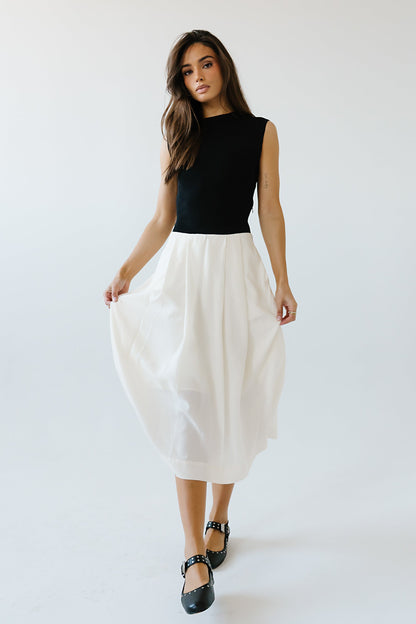 Tristan Mixed Media Midi Dress in Ivory - FINAL SALE