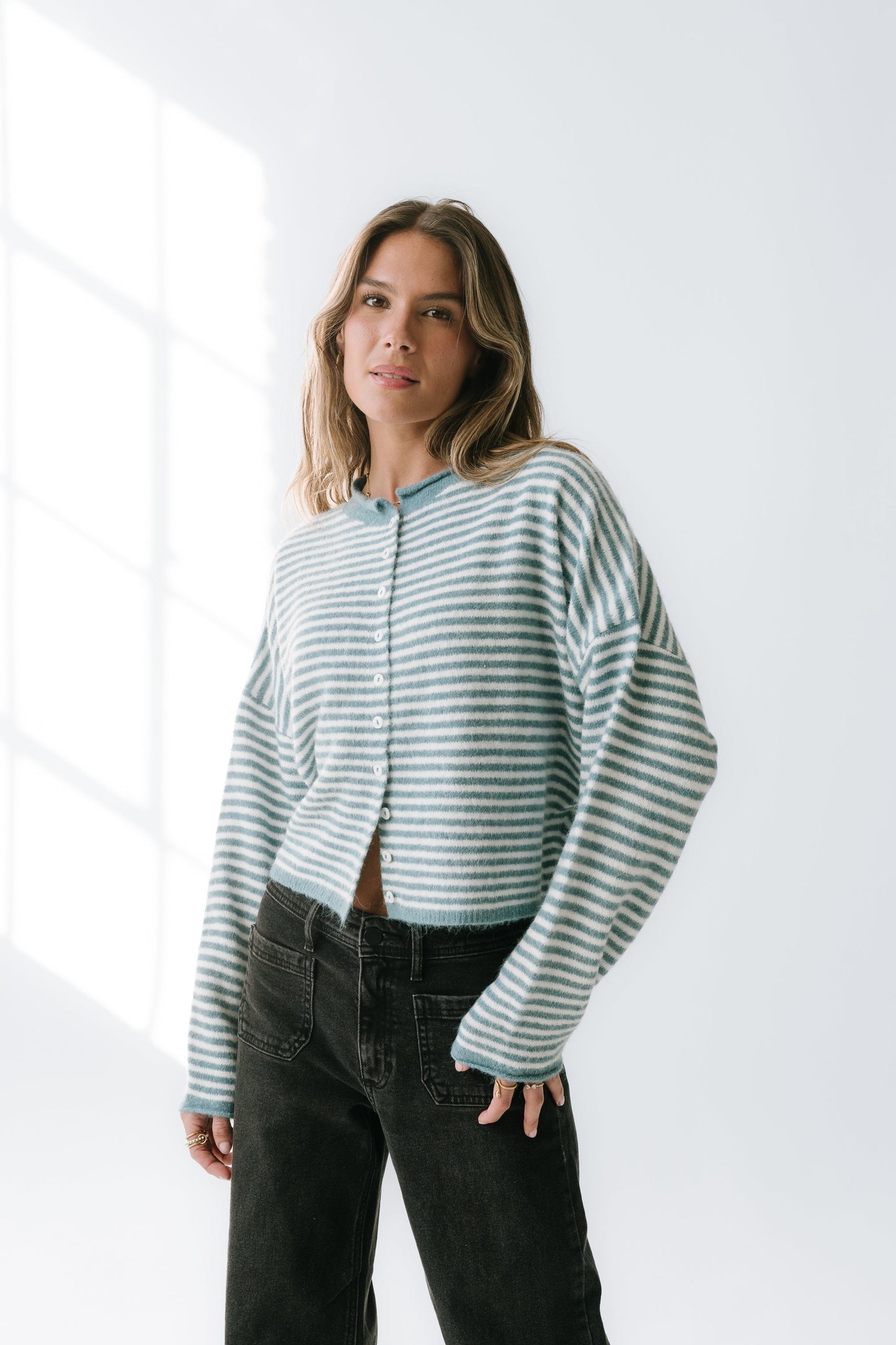 Miriam Striped Cardigan in Blue