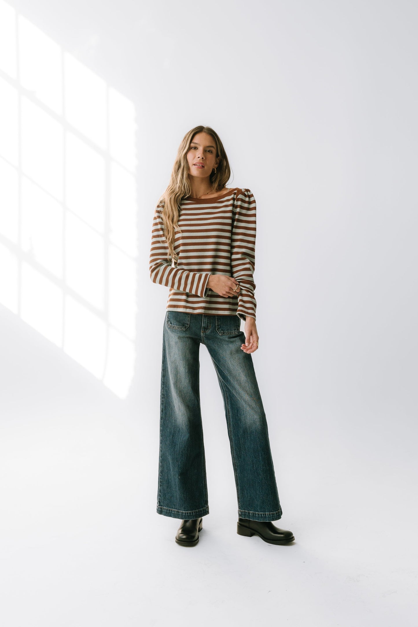 Kathy Waffle Knit Top in Brown
