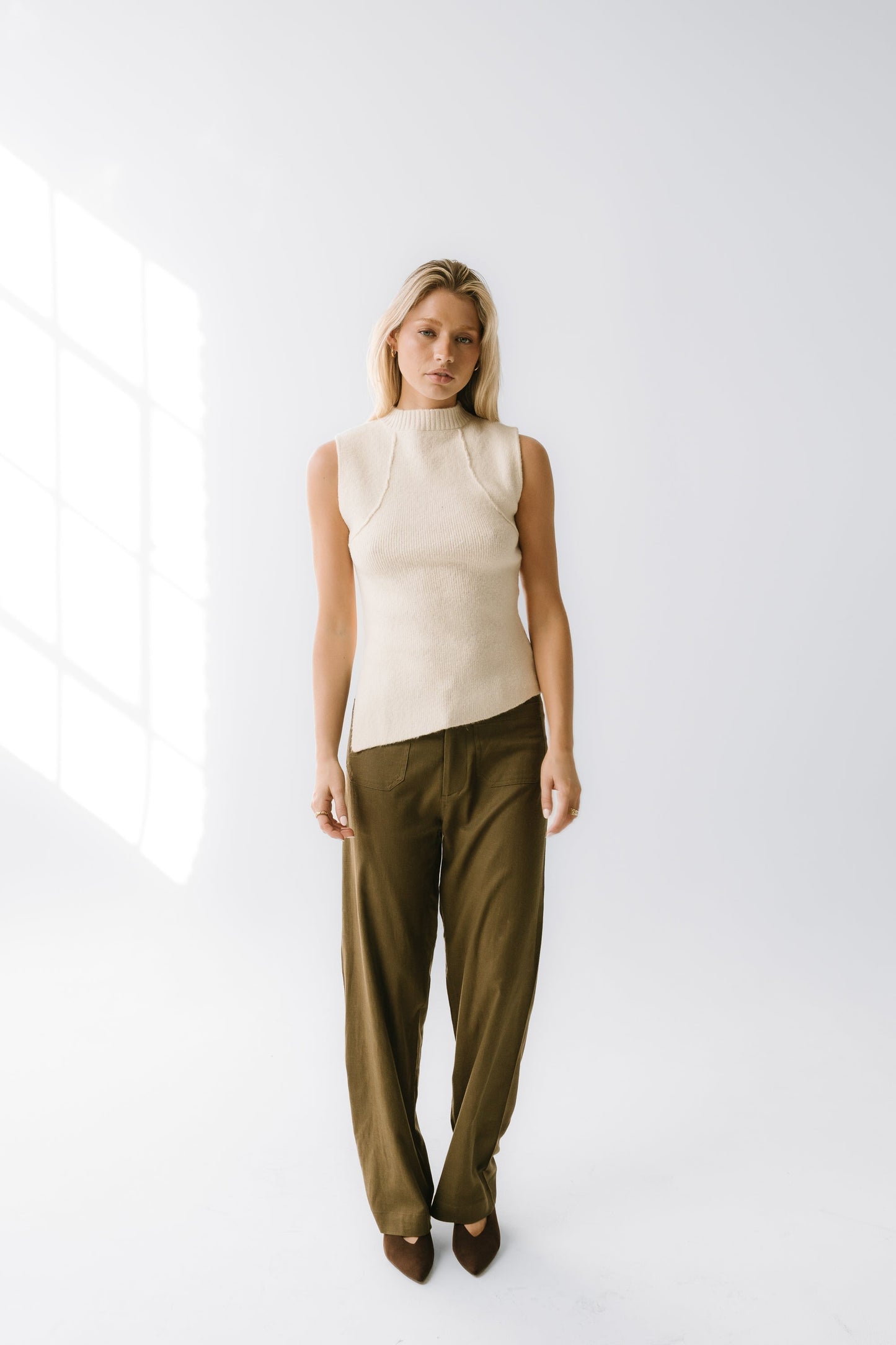 Bella Asymmetrical Knit Top in Ivory