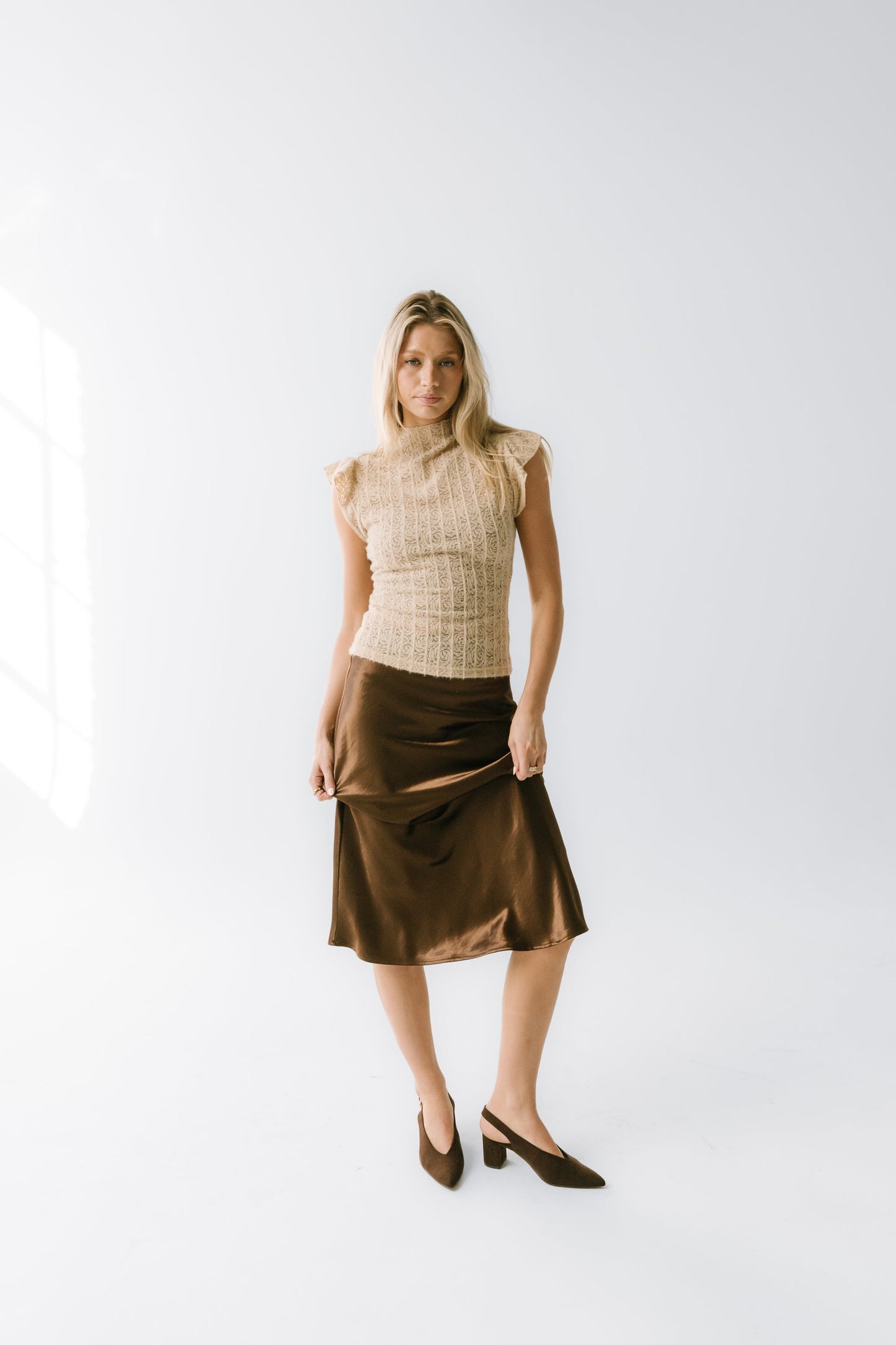 Lue Sheer Top in Taupe
