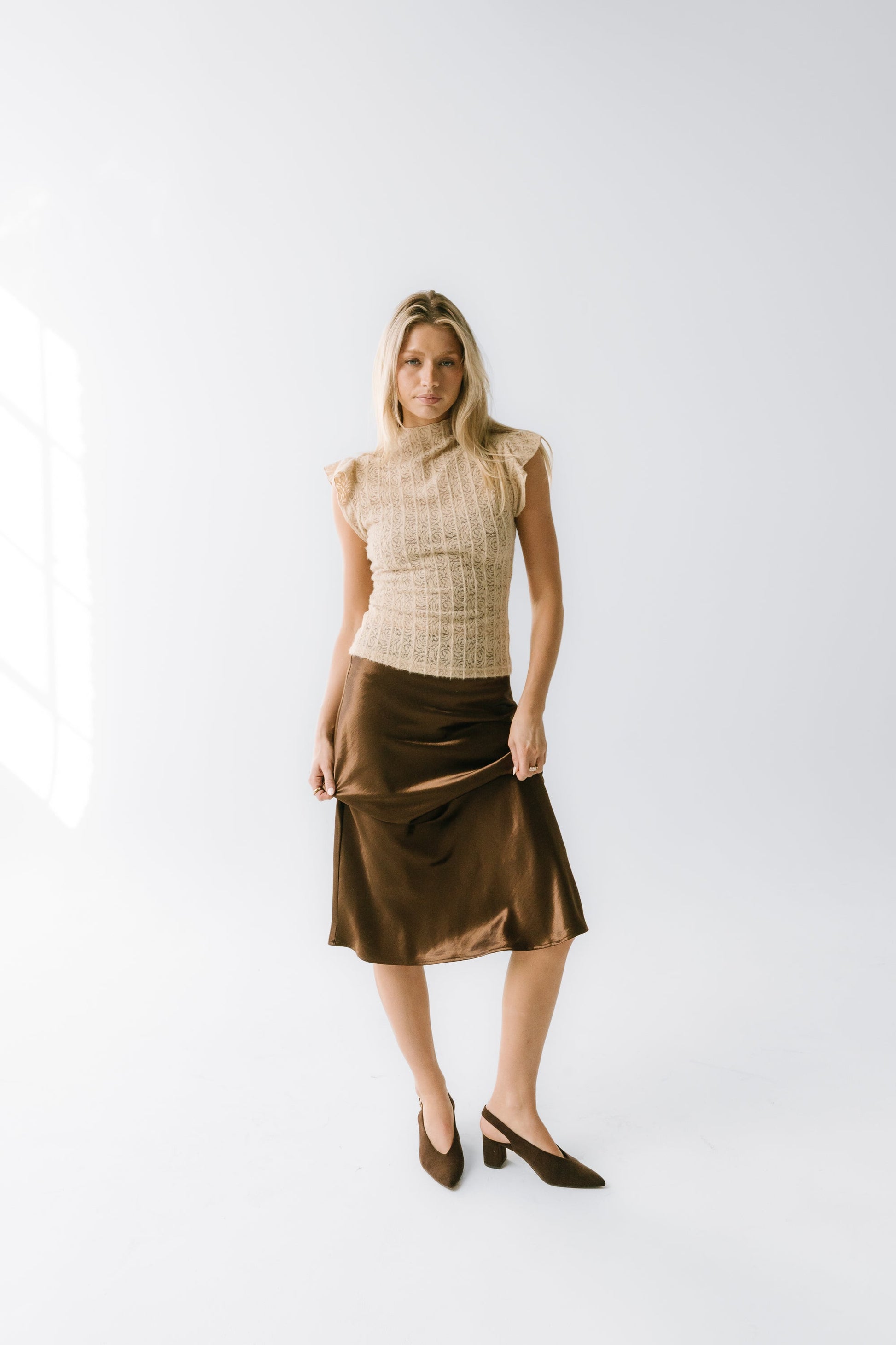 Lue Sheer Top in Taupe