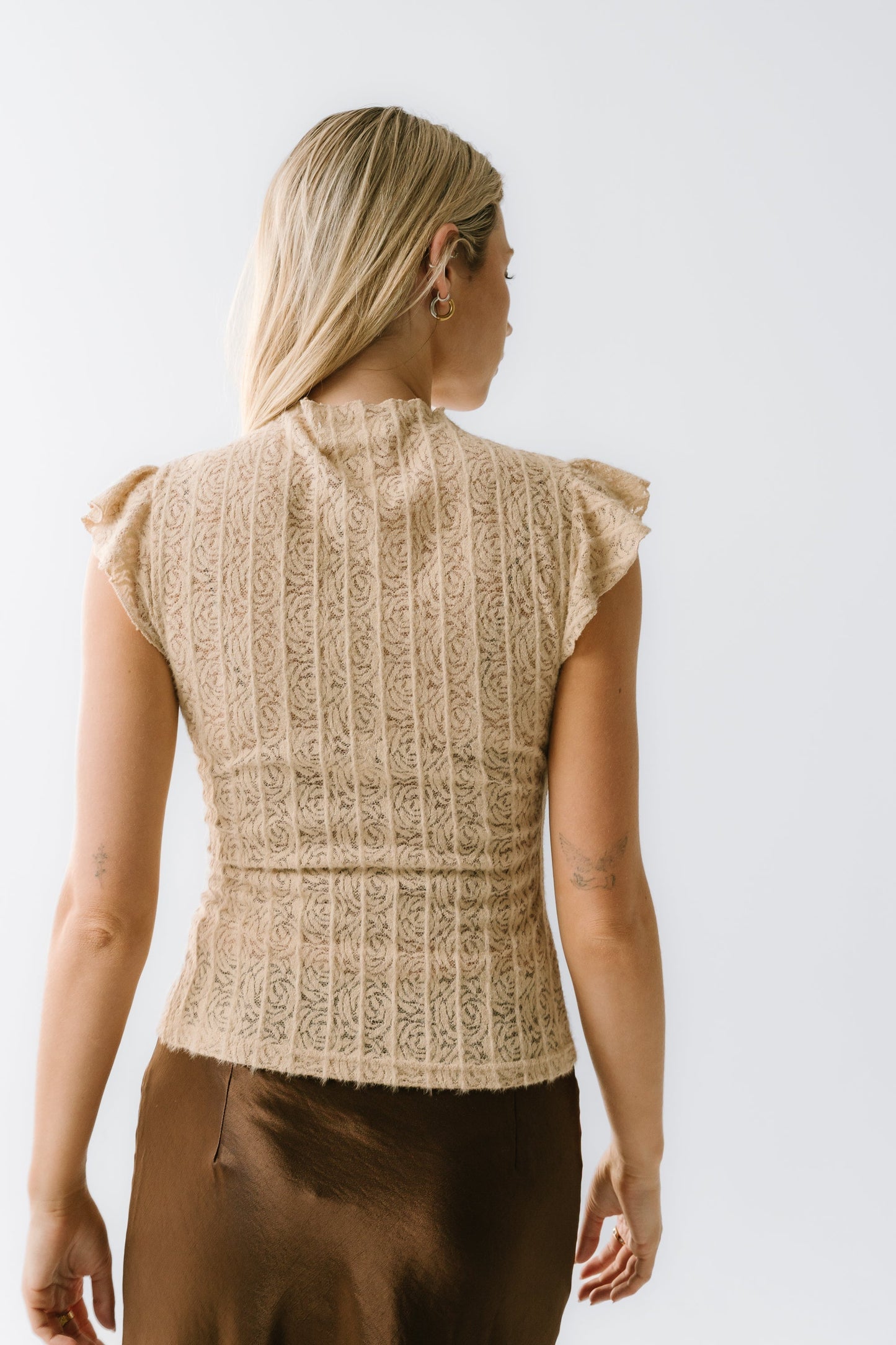 Lue Sheer Top in Taupe