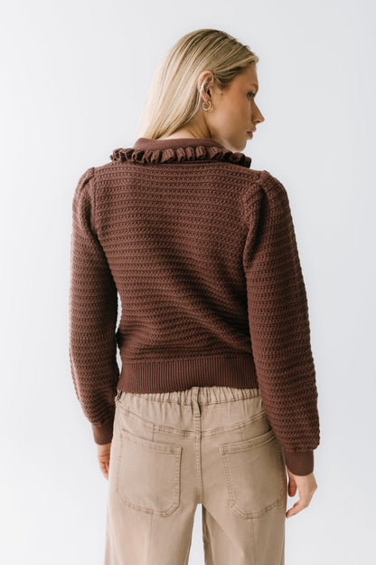 Maureen Collared Cardigan in Brown - FINAL SALE