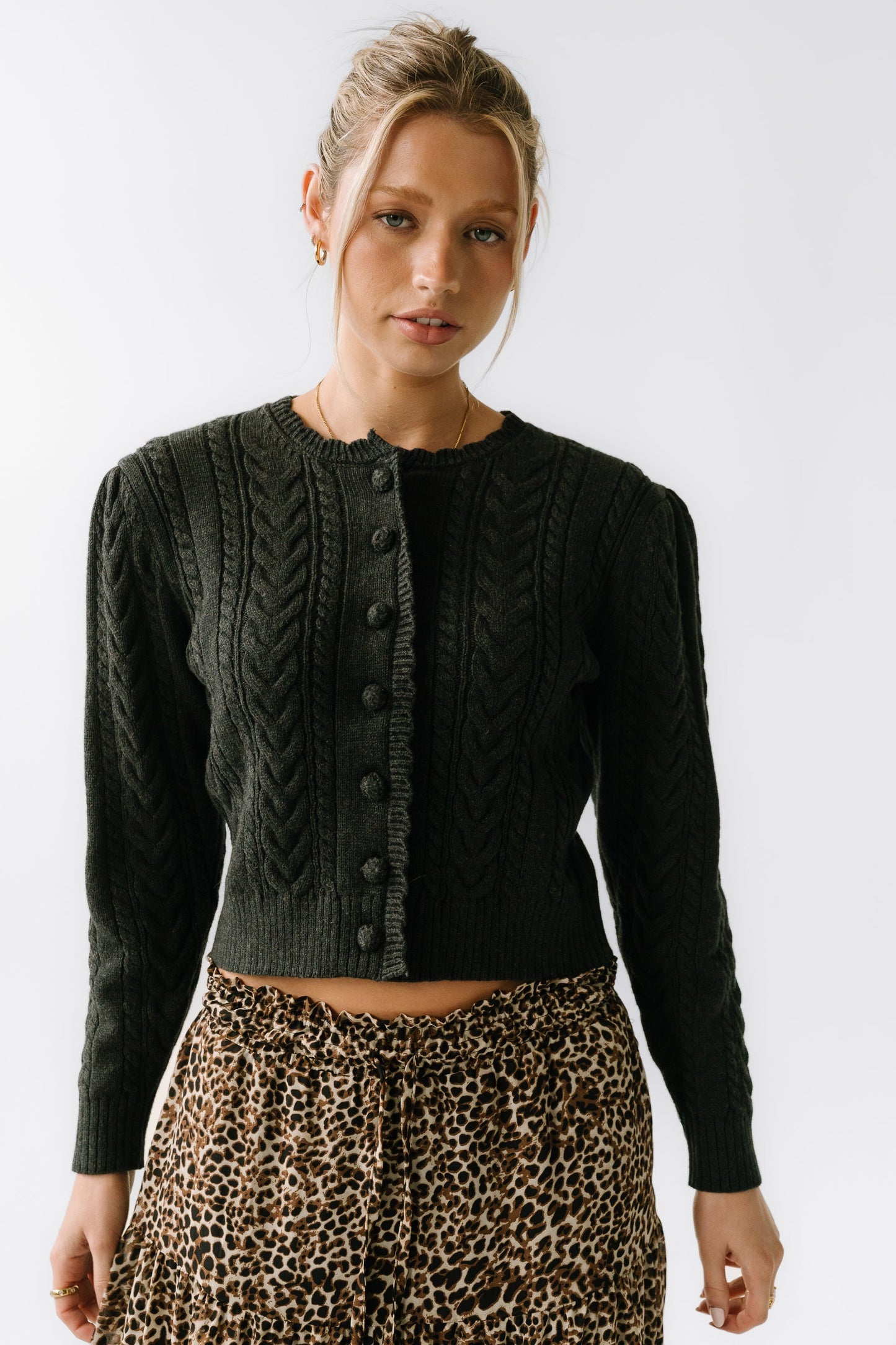 France Knit Cardigan in Charcoal