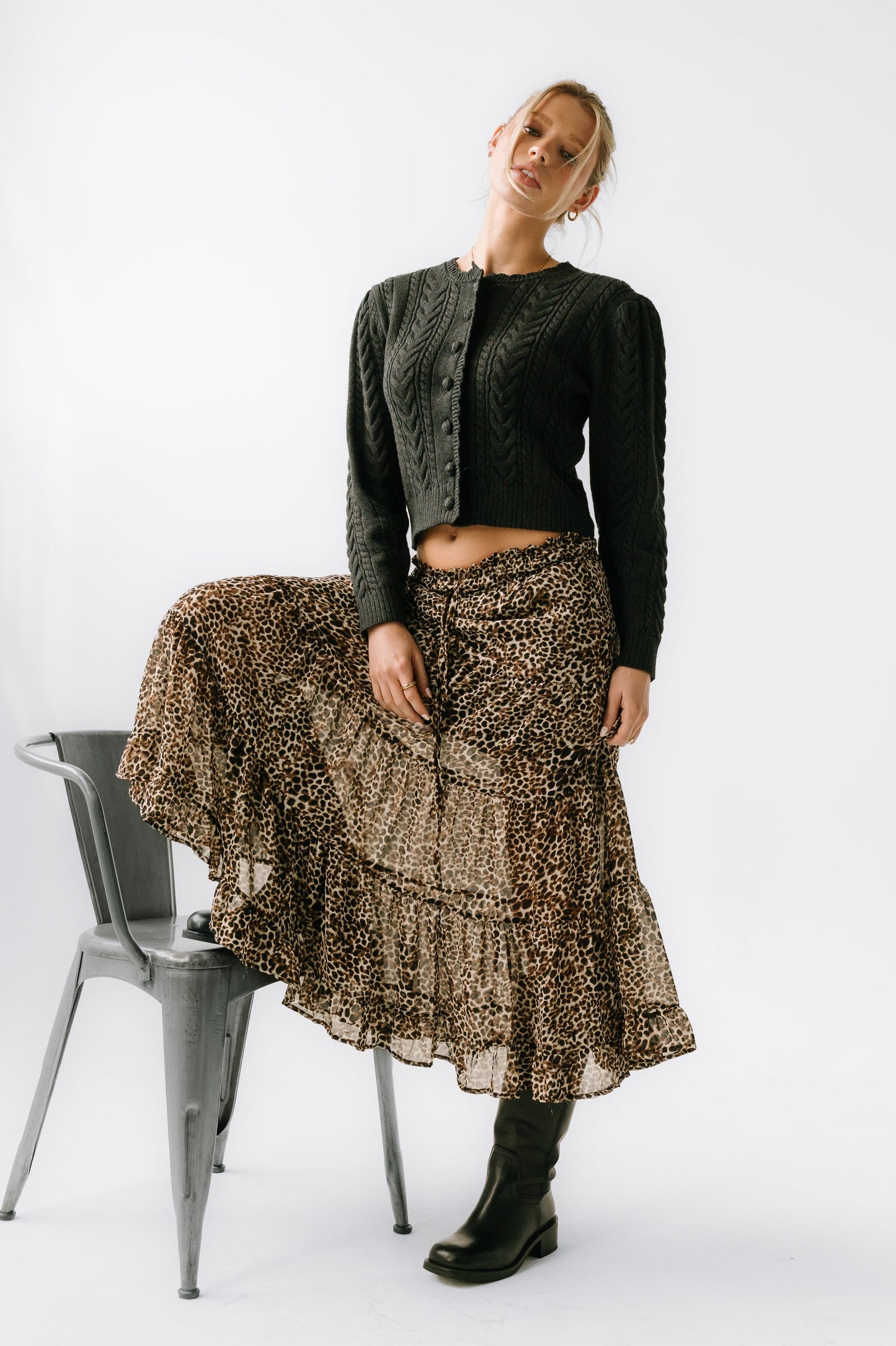 Kayden Leopard Maxi Skirt