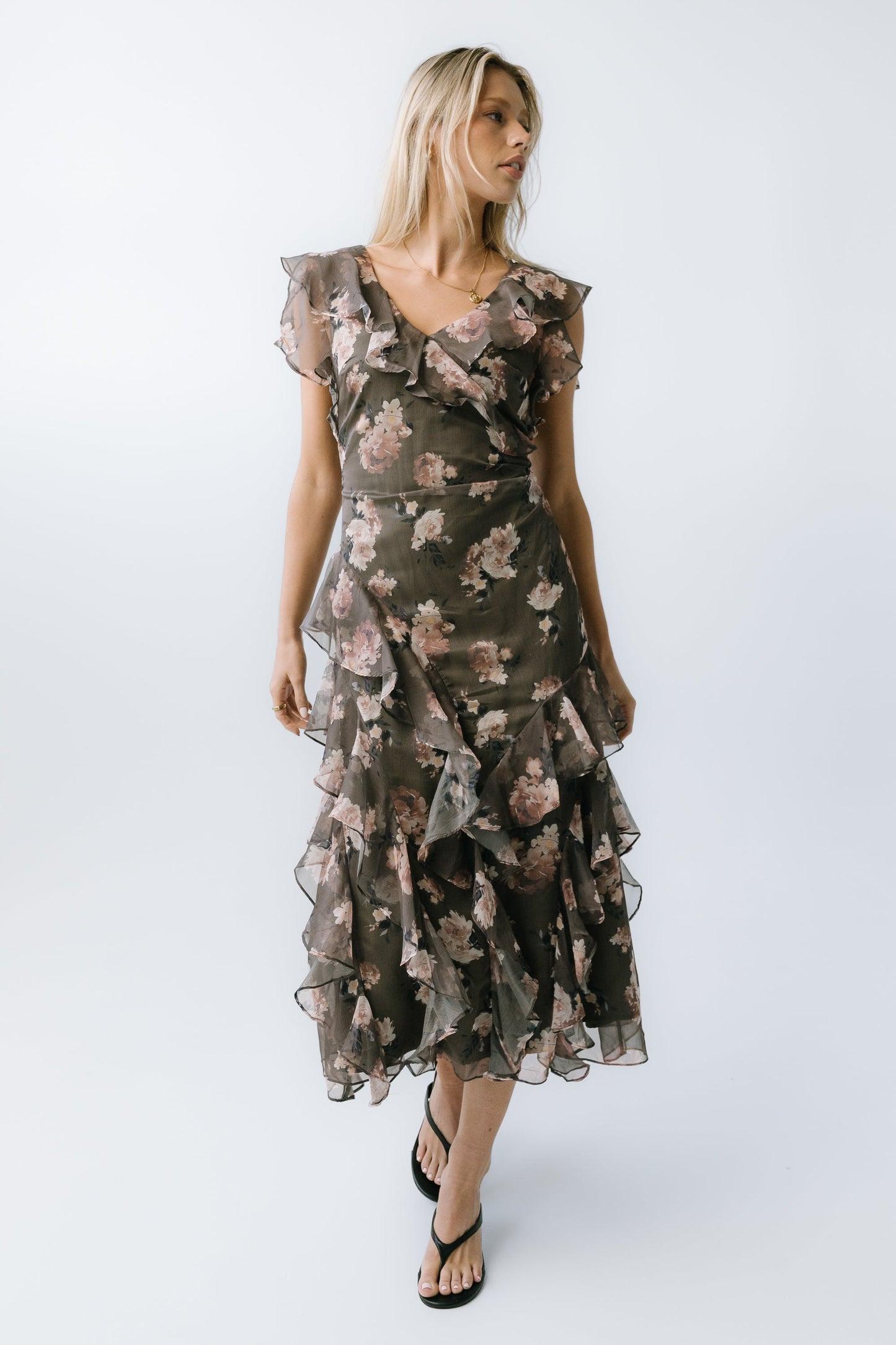 Kensie Ruffle Maxi Dress