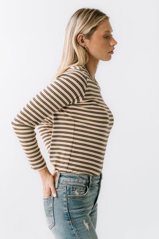 Makayla Shirt in Striped Brown - FINAL SALE