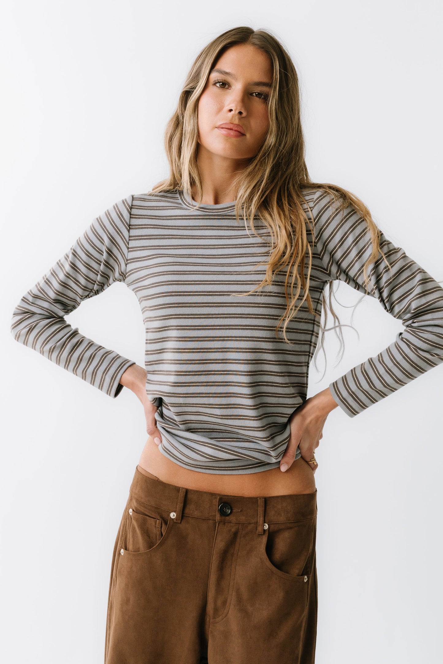 Makayla Shirt in Striped Blue - FINAL SALE