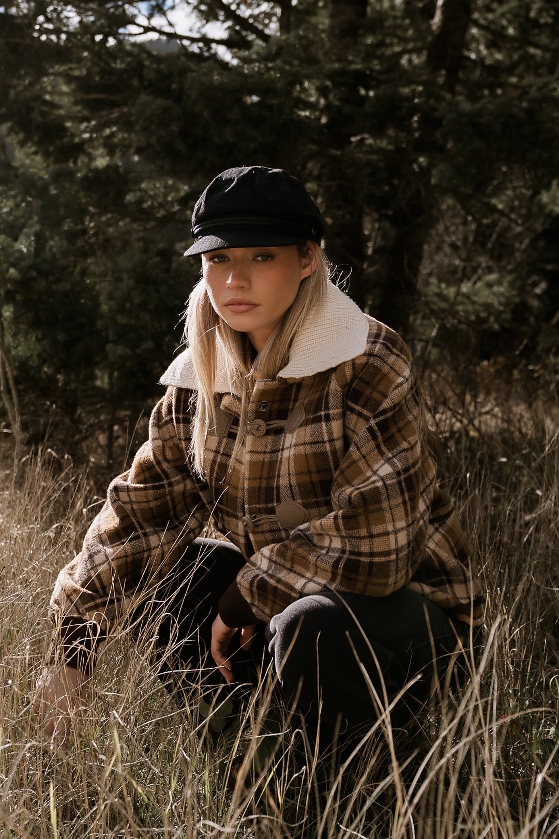 Gigi Plaid Jacket in Taupe