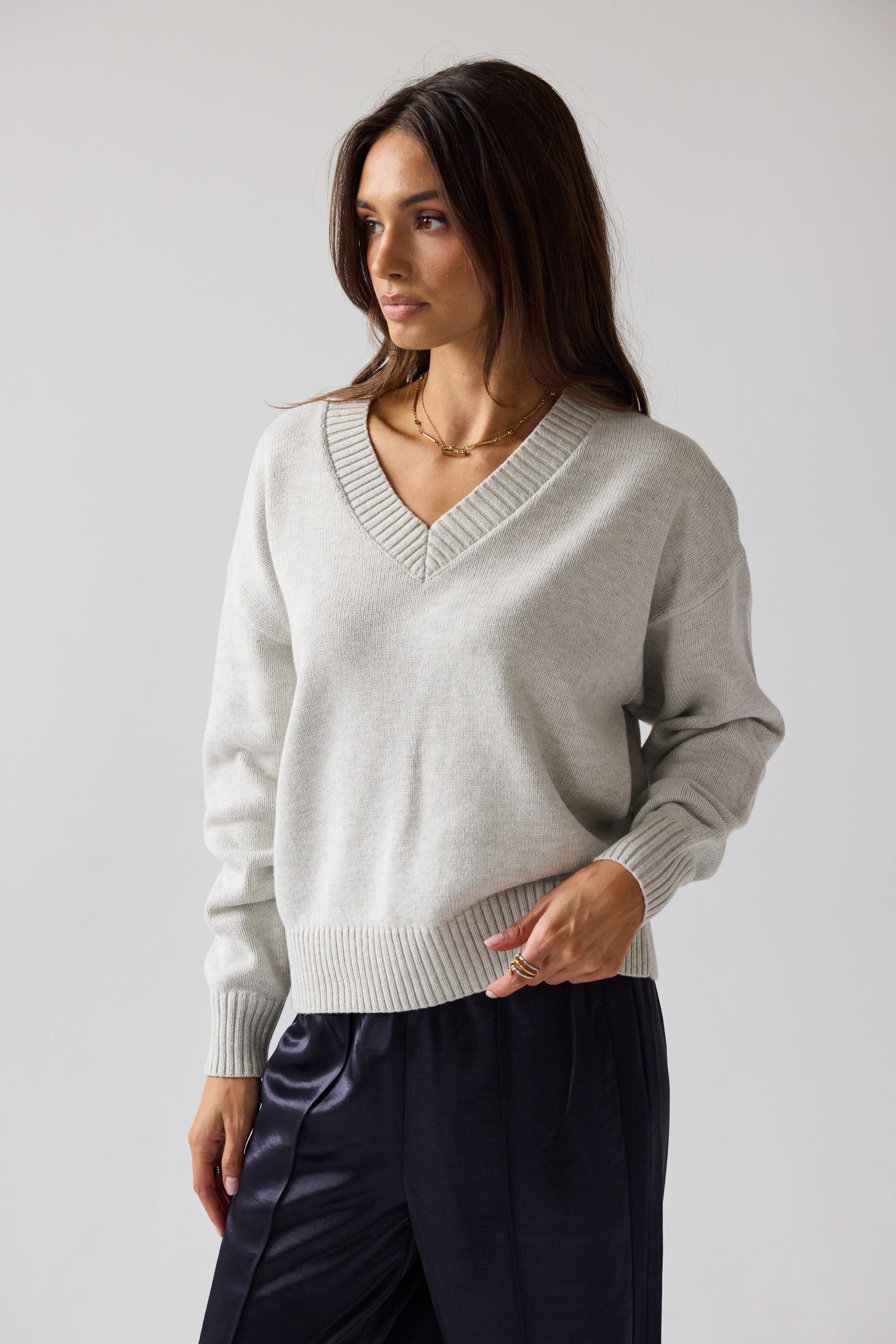 Adella Knit Sweater in Silver