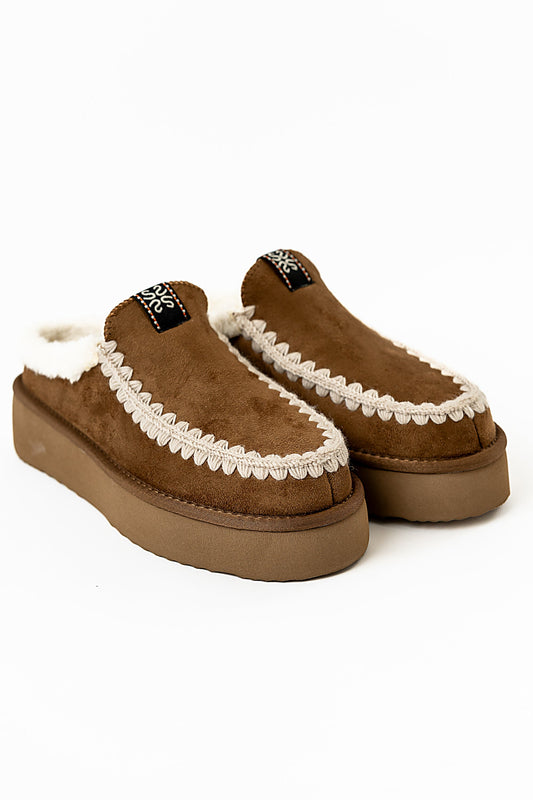 Cecily Platform Slipper in Camel