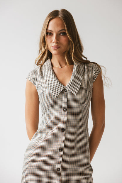 Mckenna Plaid Mini Dress in Burgundy