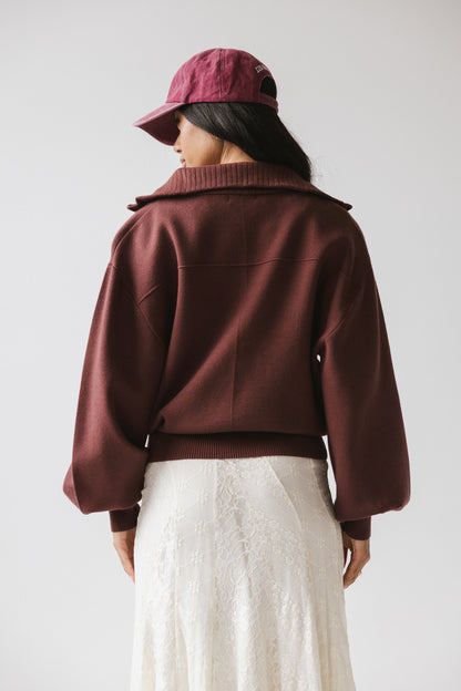 Markus Knit Bomber Jacket in Marsala