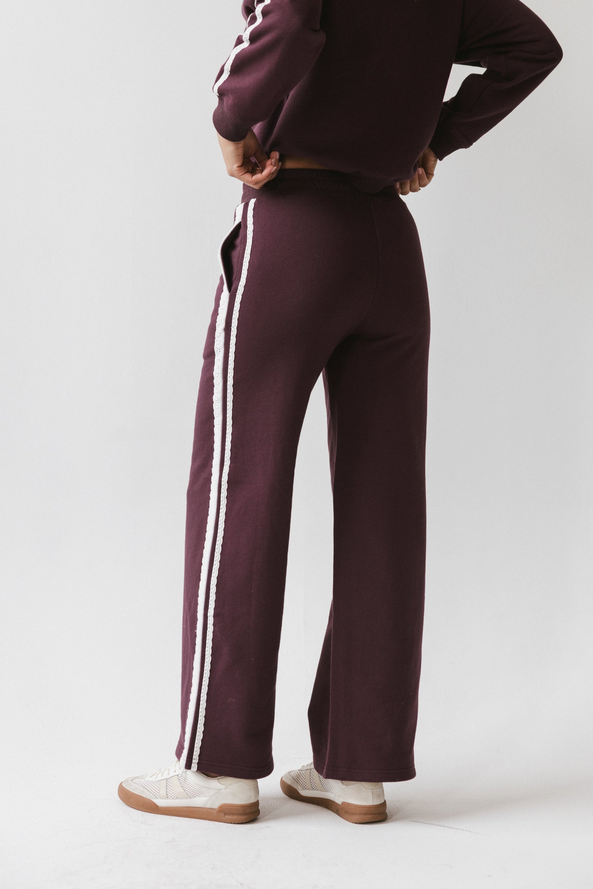 Mickey Wide Leg Jogger in Burgundy - FINAL SALE