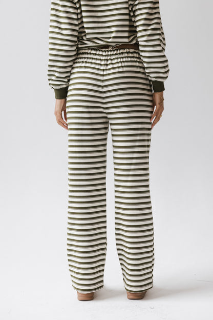 Taya Striped Wide Leg Pants in Olive - FINAL SALE