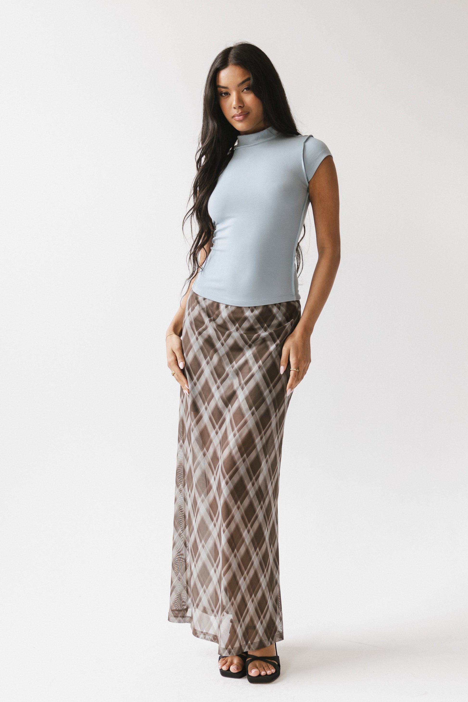 Cecily Plaid Midi Skirt