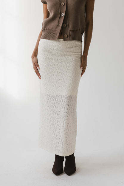 Jozette Lace Midi Skirt in Ivory