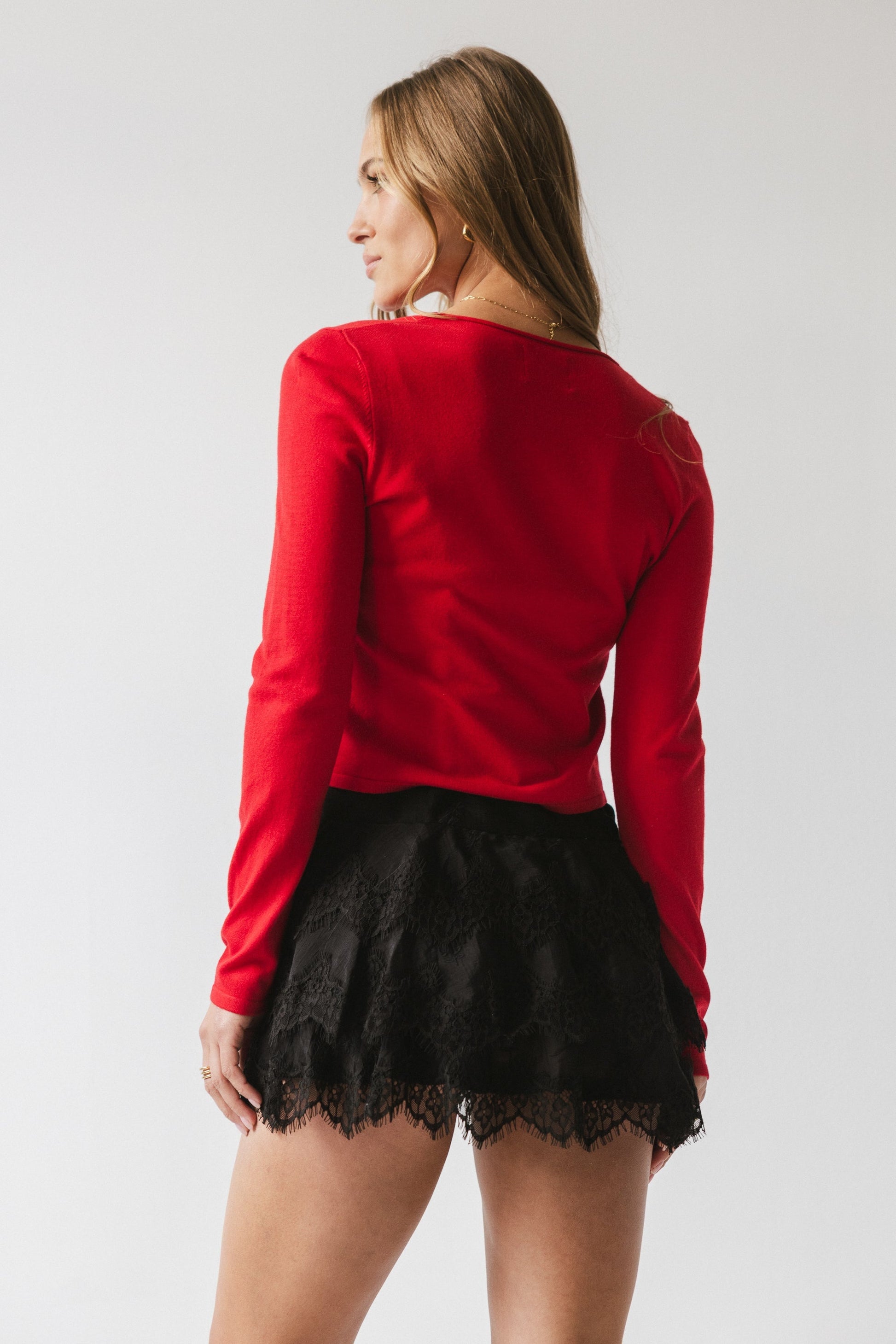 Maddy Button Up Cardigan in Red - FINAL SALE