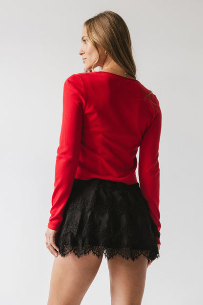 Maddy Button Up Cardigan in Red - FINAL SALE