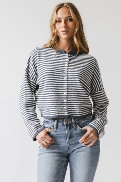 Miriam Striped Cardigan in Denim