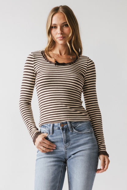 Kiya Striped Top in Brown