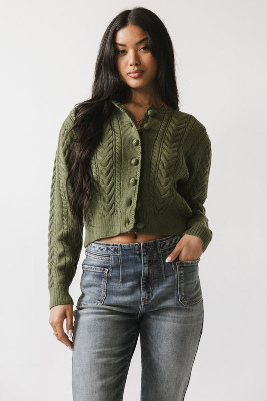 France Knit Cardigan in Olive