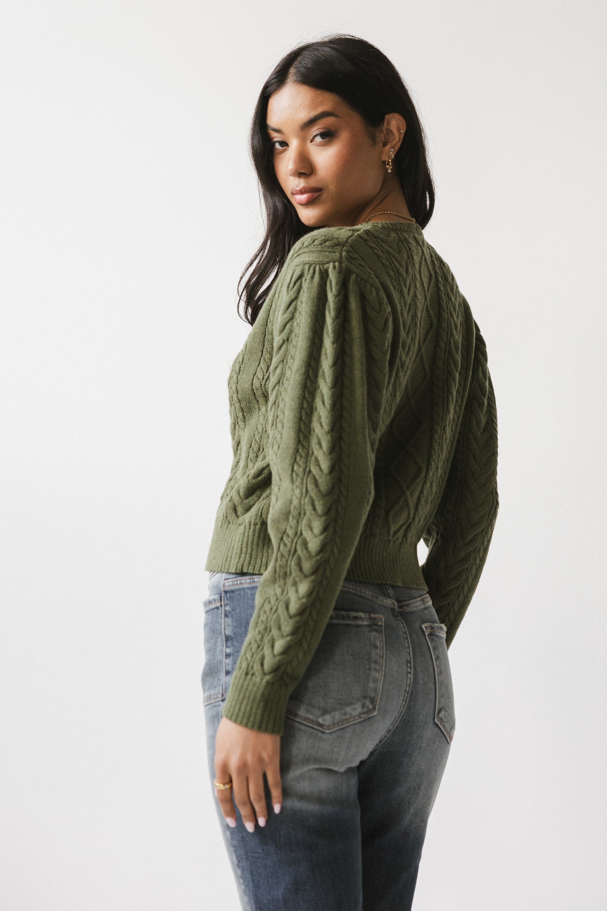 France Knit Cardigan in Olive