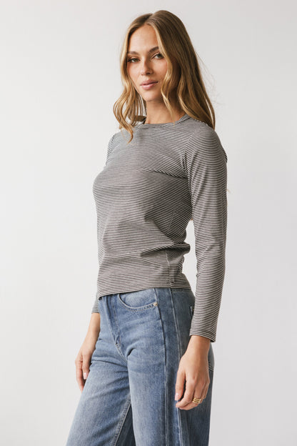 Makayla Shirt in Striped Charcoal
