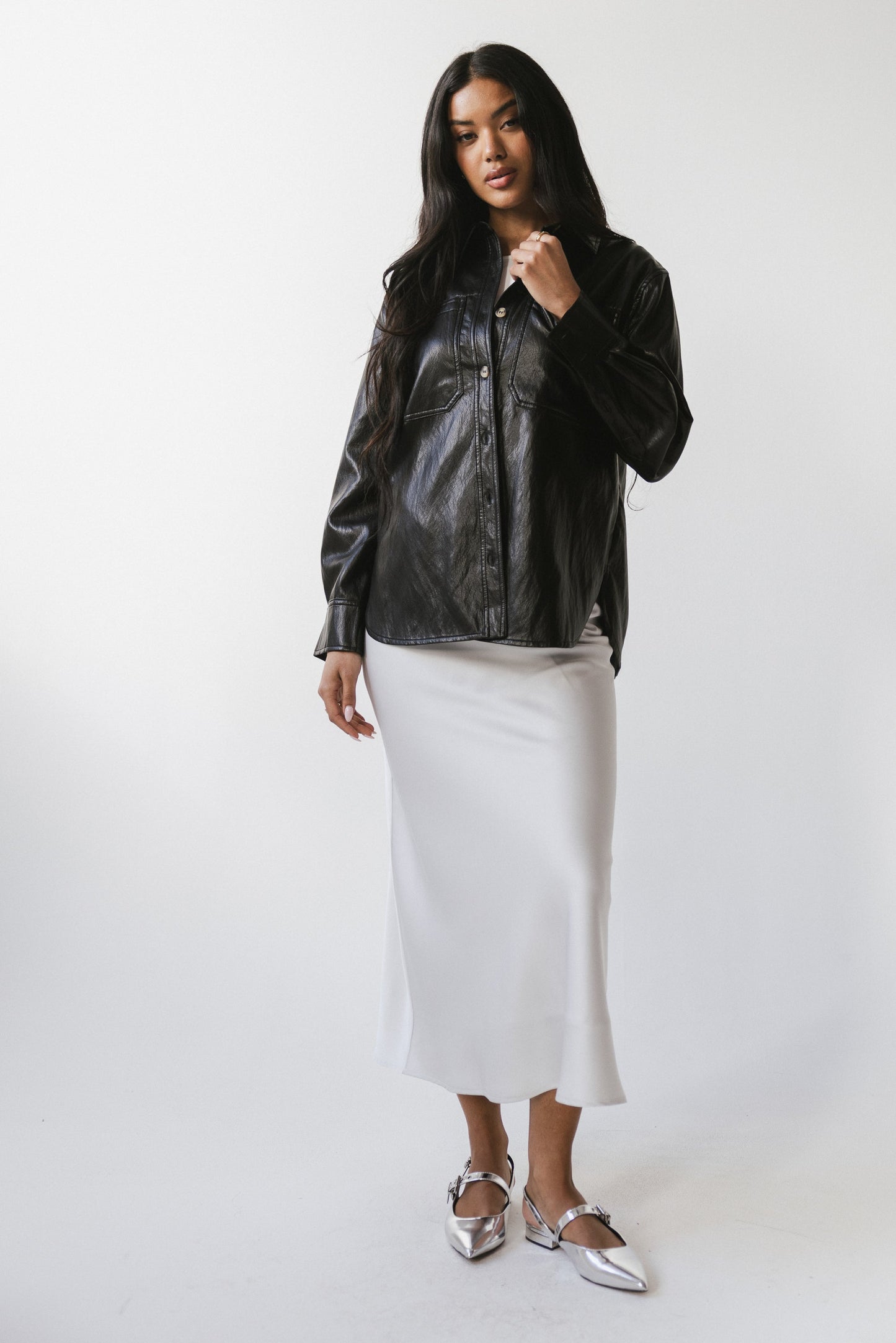 Tory Satin Maxi Skirt in Silver