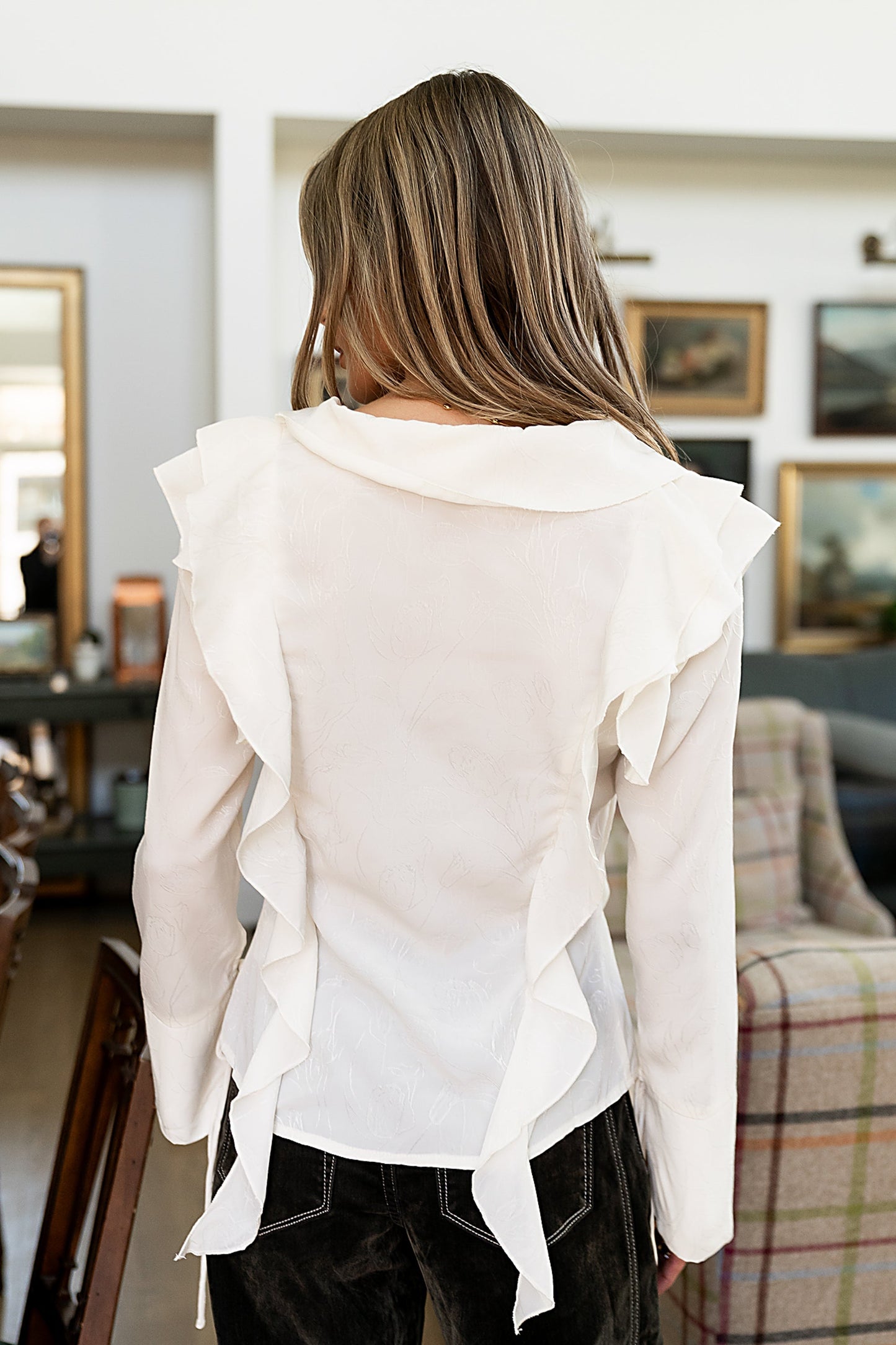 Renae Sheer Ruffle Blouse