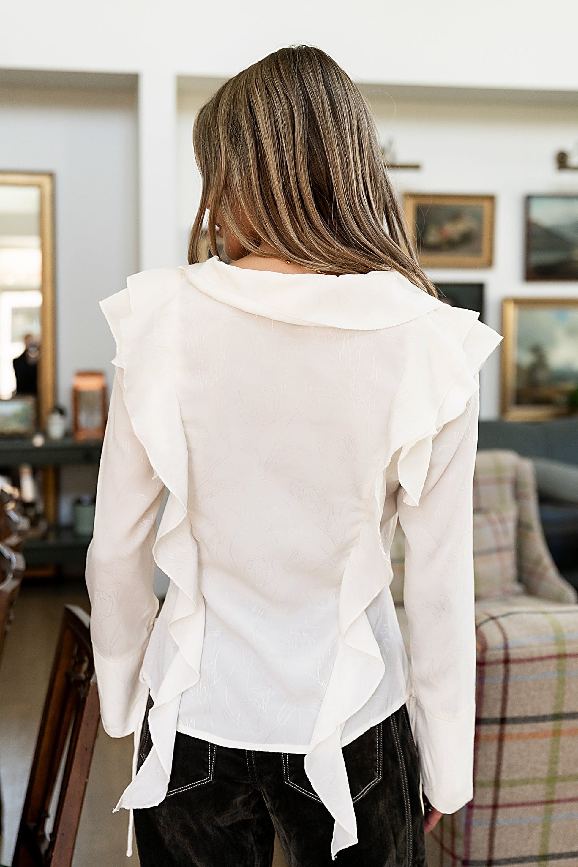 Renae Sheer Ruffle Blouse