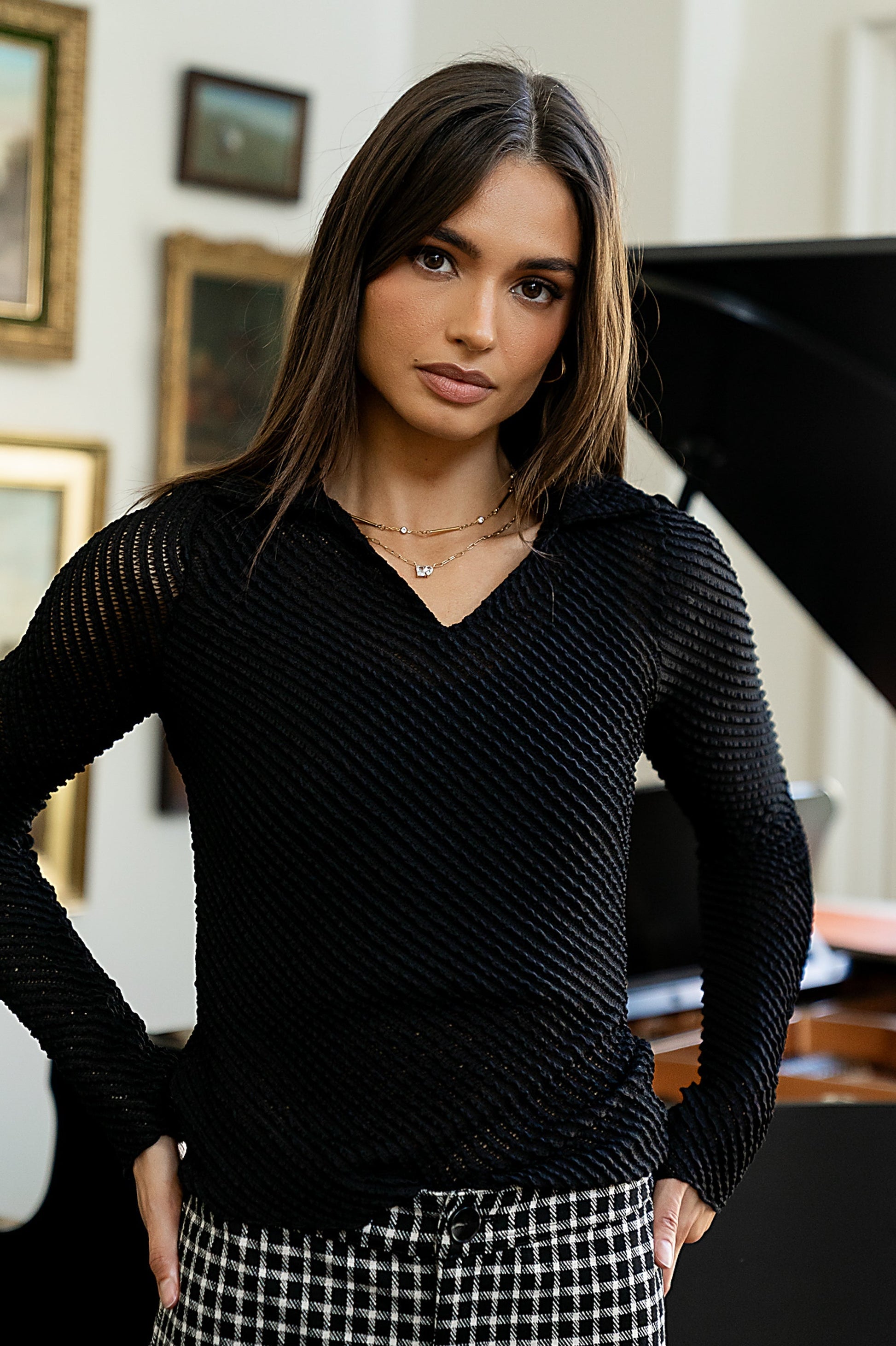 Mollie Sheer Ruffle Top