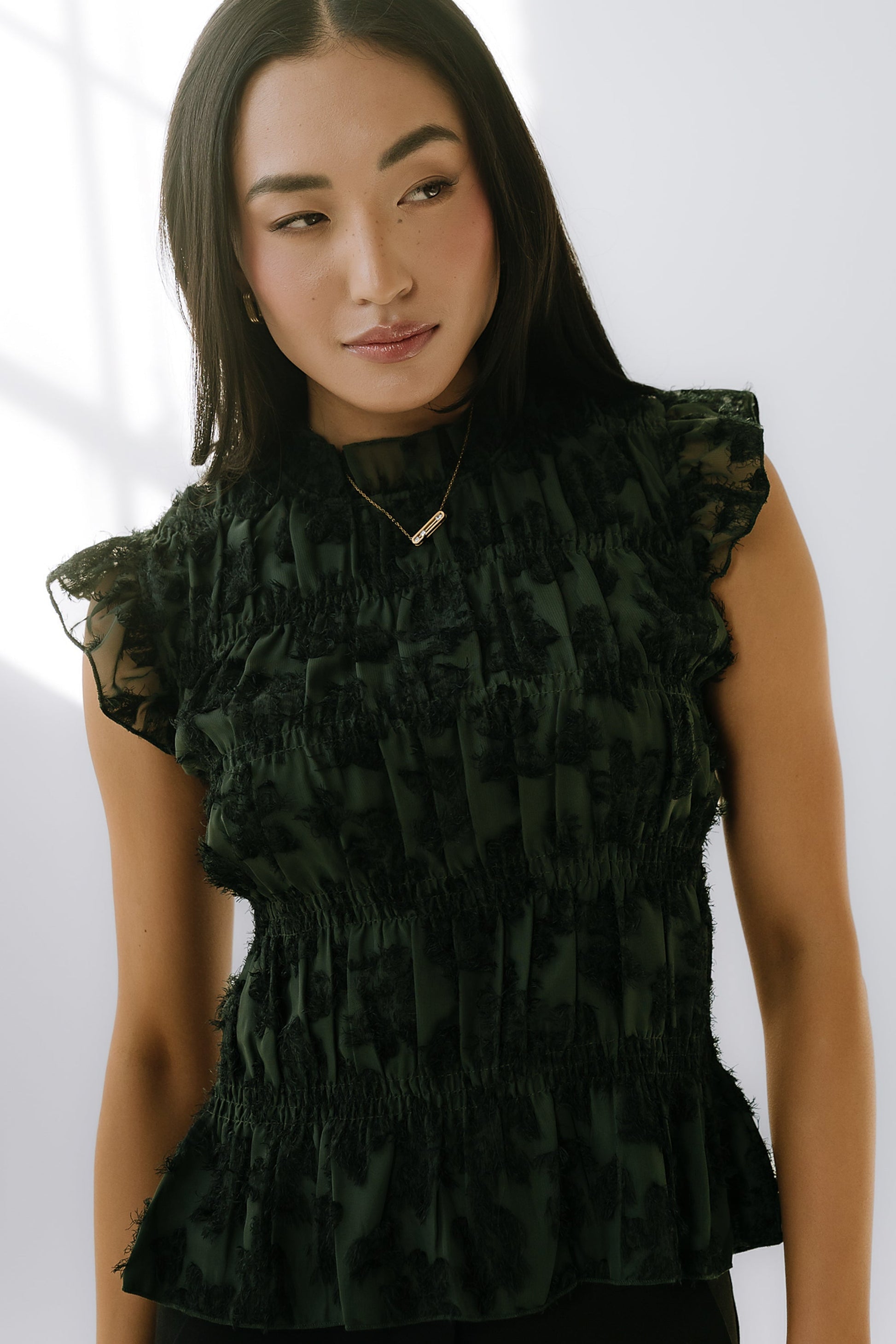 Rodney Smocked Blouse in Green - FINAL SALE
