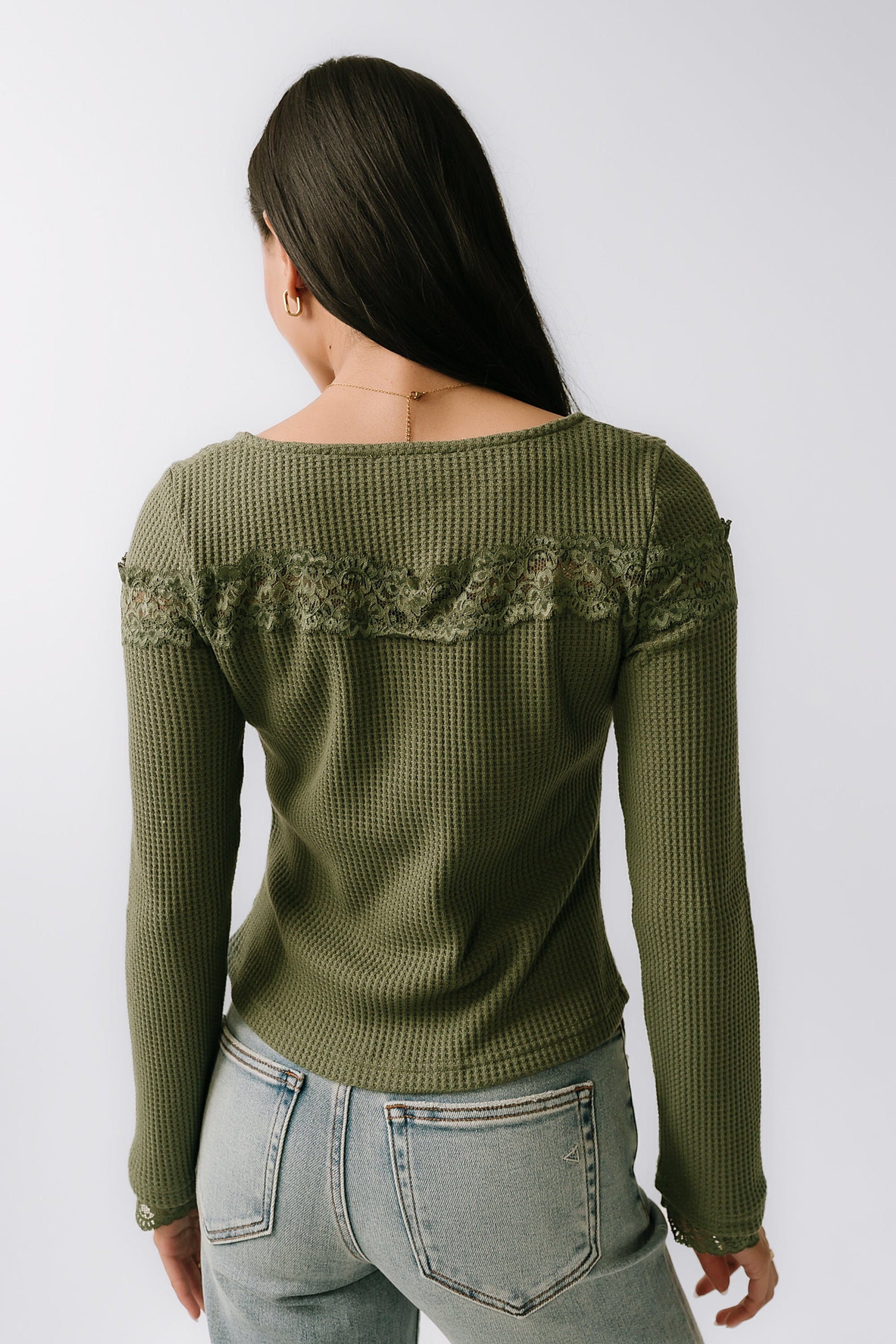 Kandice Waffle Knit Top in Olive
