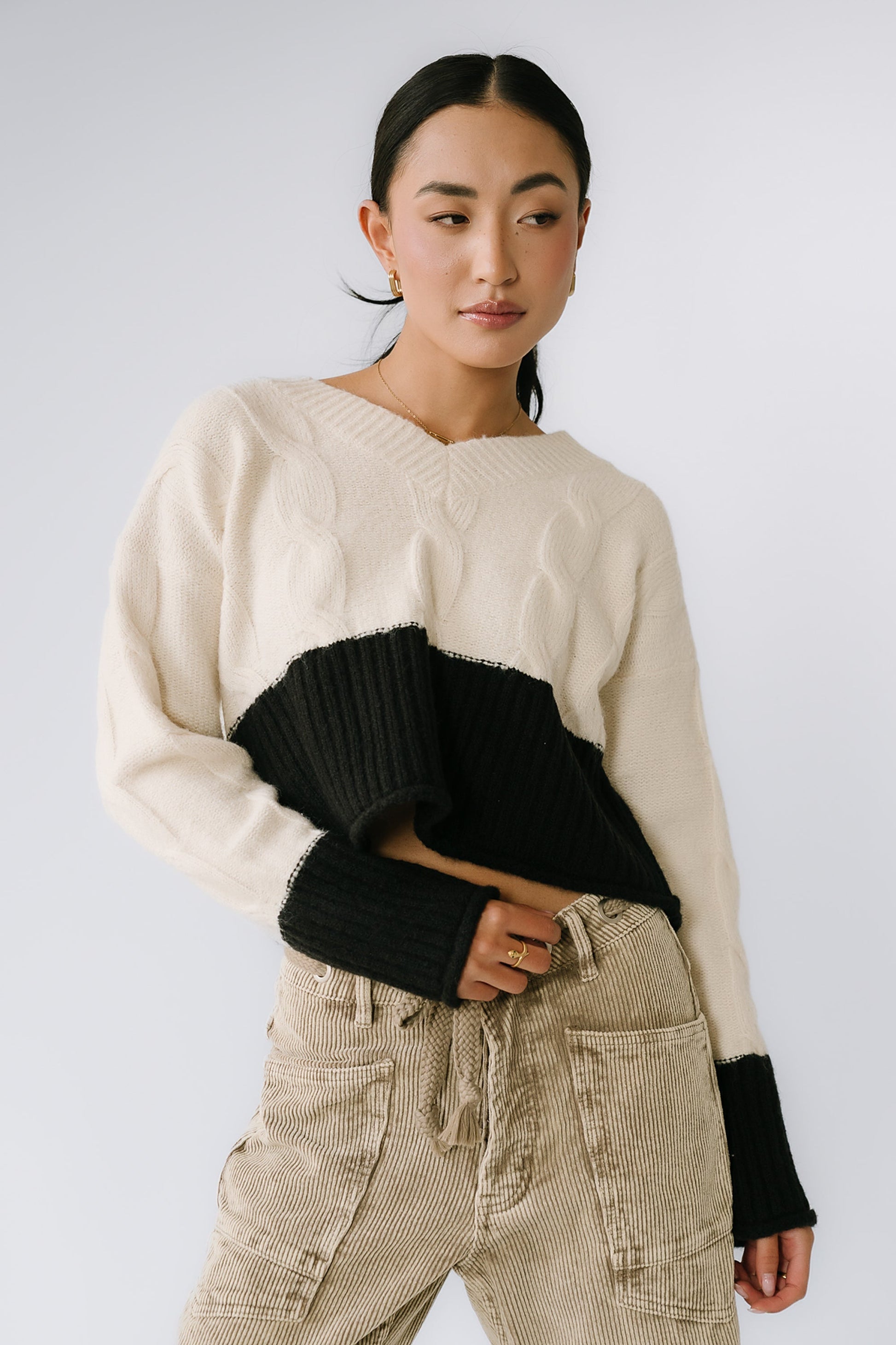 Beckham Cable Knit Sweater in Oatmeal