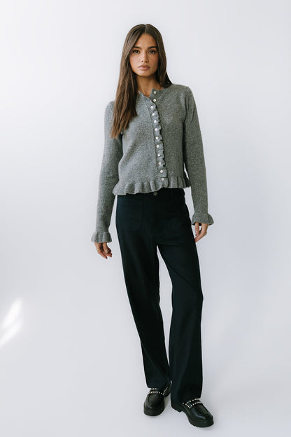 Rosie Ruffle Sweater in Heather Grey - FINAL SALE