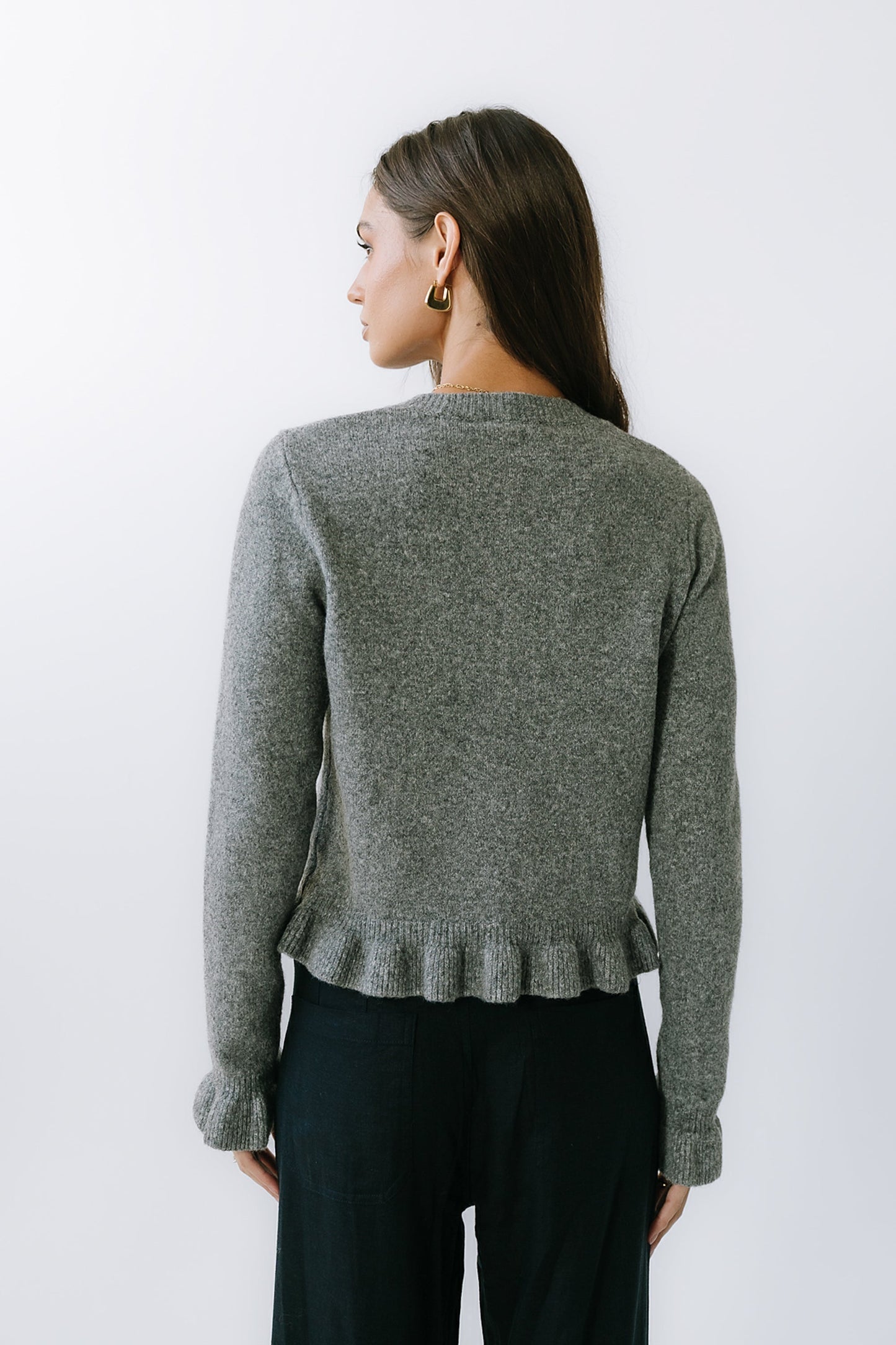Rosie Ruffle Sweater in Heather Grey - FINAL SALE