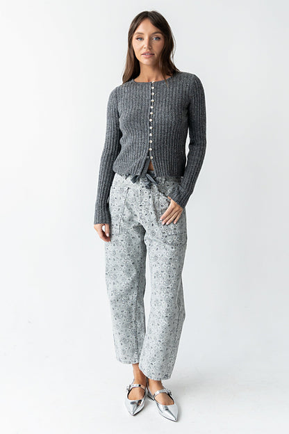 Hellen Knit Cardigan in Charcoal