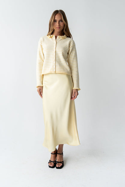 Brenna Striped Cardigan in Yellow