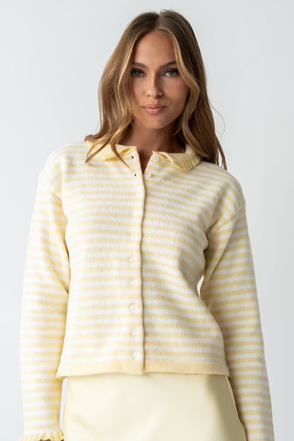 Brenna Striped Cardigan in Yellow