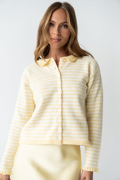 Brenna Striped Cardigan in Yellow
